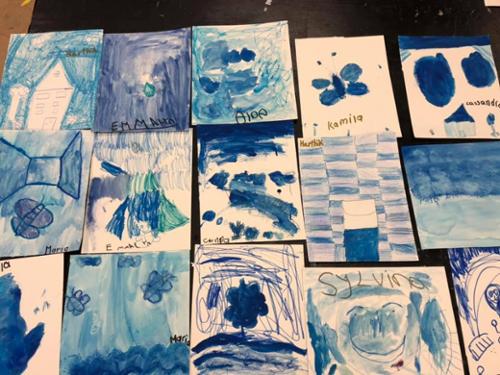 Young Masters Art Class studies Picasso's Blue Period.