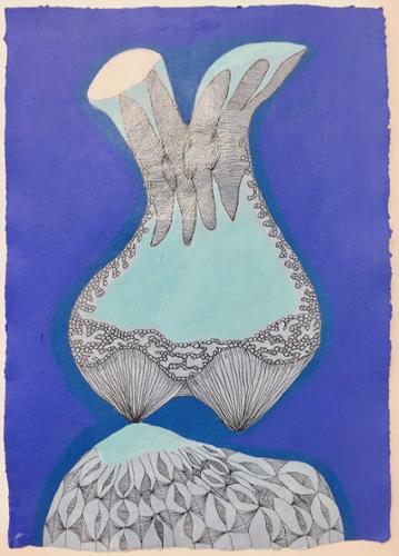 Irene Christensen
“Costa Rican Dreams #7” (1 in diptych) 
Diptych Acrylic, Ink on handmade paper  
2 x 16 1/2” x 11 1/4” (each framed 19 1/2 x15”) 
$2,000 plus tax for the diptych (#7 & #8)