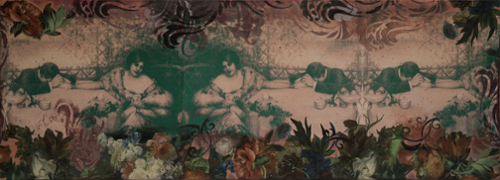 Stephanie Guillen.  Mixed media analog collage on wood. 12” x 31”. 2018. $480 plus tax.