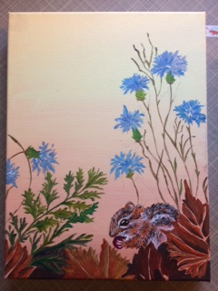 Marina Ferrera-Samuels. "Secret Garden". Acrylic on Canvas.	9” x 12”.	$350 plus tax.