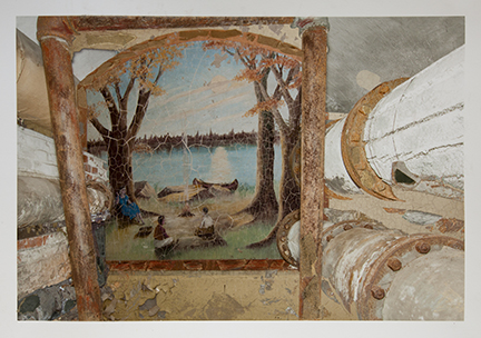 “Overbrook Asylum Bandaid 2”.  
Trix Rosen.
Collage Digital Photograph.
Framed.
$1,500 plus tax.