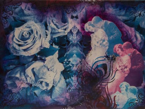 Stephanie Guillen.  Mixed media analog collage on canvas. 12” x 16 x 1 1/2”. 2018. $310 plus tax.