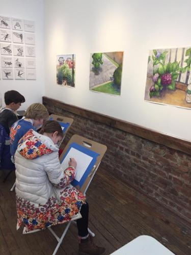 Young Masters Art Class study works of artists all over the country.  Artist inspiration includes works by Flavia Berindoague and Richard Estrin.